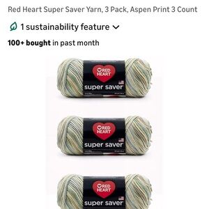 Red Heart Super Saver Yarn, Aspen Print - 3 Pack (Green/Blue/Cream)